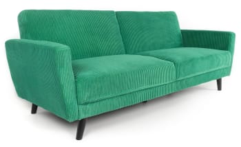 Canapé-lit 2 Places Convertible Silda – Velours Vert, Design Rétro, Beliani