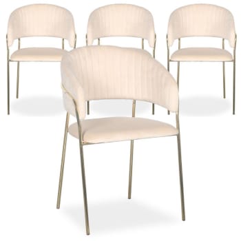 Tabata - Lot de 4 chaises velours beige