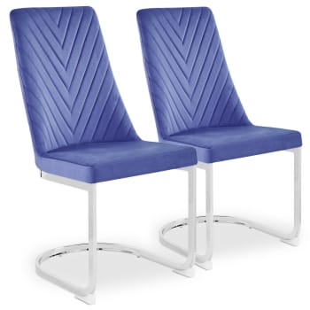 Mistigri - Lot de 2 chaises design velours bleu