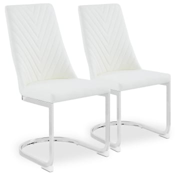 Mistigri - Lot de 2 chaises design simili blanc