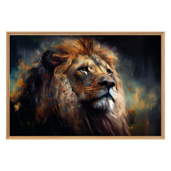 Animaux - Tableau mural encadré lion 65x97 cm