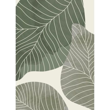 Illustration - Tableau sur toile feuilles vertes 30x45 cm
