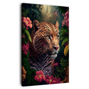 Poster Léopard Marchant - Impression Sur Toile Art Murale 70x100cm Sans Cadre