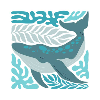 Illustration - Tableau sur toile illustration baleine 30x30 cm