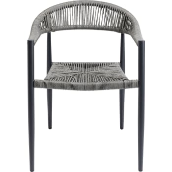 Palma - Chaise de jardin en polyéthylène gris et acier noir