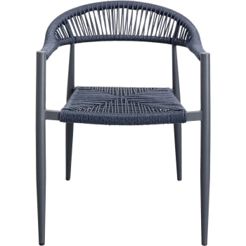 Palma - Chaise de jardin en polyéthylène bleu et acier noir
