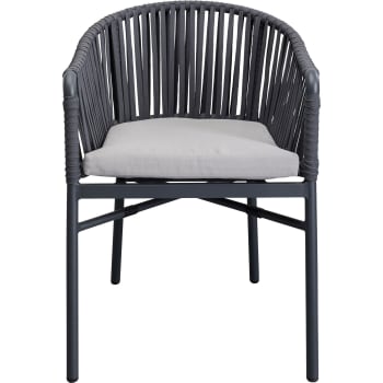 Santanyi - Chaise de jardin en polyéthylène gris et acier noir