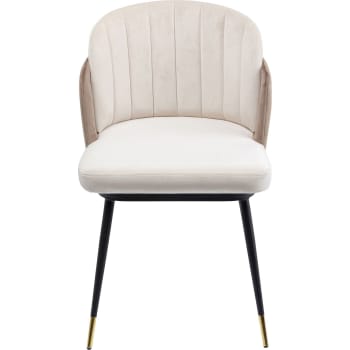 Hojas - Chaise en velours beige, taupe et acier noir