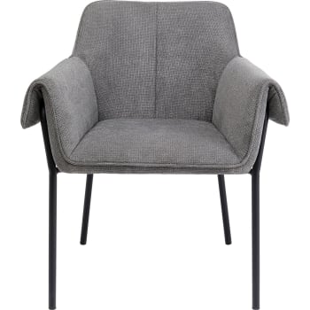 Bess - Chaise avec accoudoirs en polyester gris et acier noir