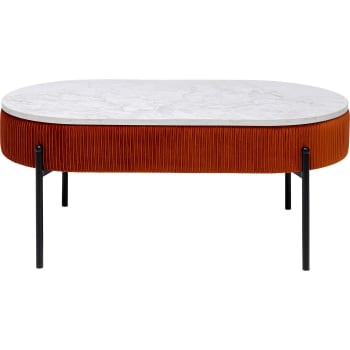 Ballabile - Table basse coffre en velours orange et effet marbre blanc