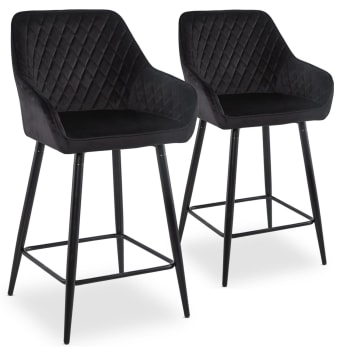 Veronika - Lot de 2 chaises de bar velours noir