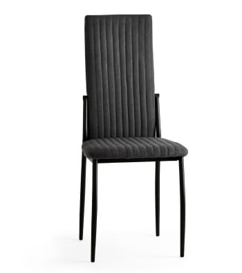 TASYA - Pack 4 sillas tapizadas diseño vertical gris oscuro