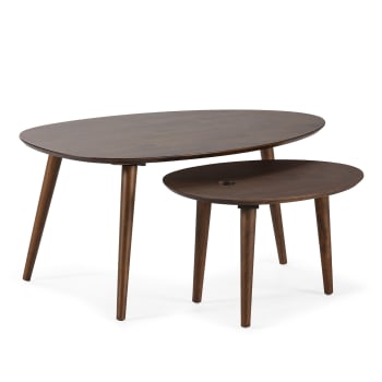 ECLIPSE - Juego 2 mesas centro color nogal, madera maciza