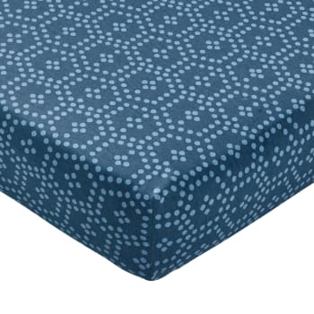 Drap housse imprimé 160x200 cm 100% coton DIEGO bleu baltique