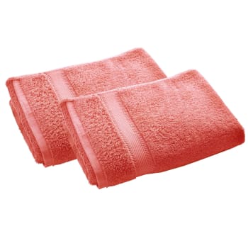 Claire - Lot de 2 serviettes de toilette 50x100 rose corail en coton