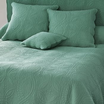 Baillargues - Boutis 180x250 vert eucalyptus en coton 370 g/m²