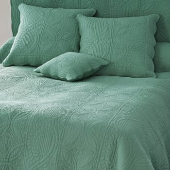 Baillargues - Boutis 250x250 vert eucalyptus en coton 370 g/m²