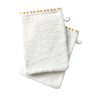 Mexique - Lot de 2 gants de toilette 15x20 blanc en coton