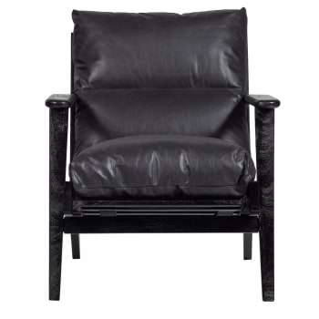 Houston - Fauteuil en cuir noir