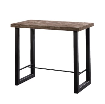 Bodega - Table haute en acier et bois foncé L 120