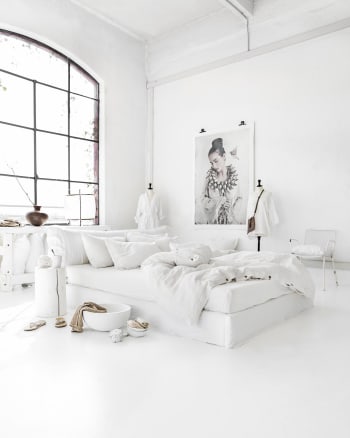 Bettbezug-Set aus Leinen, Weiß, 260x220 cm
