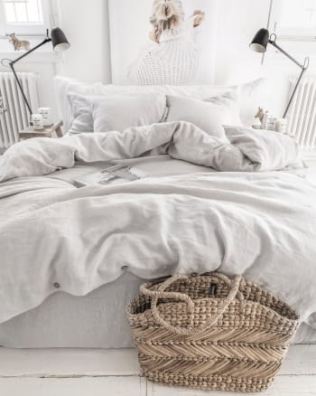 Bettbezug-Set aus Leinen, Grau, 240x220 cm
