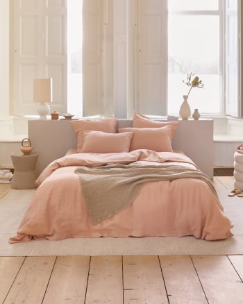 Bettbezug-Set aus Leinen, Rosa, 240x220 cm
