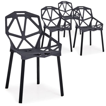 Spider - Lot de 4 chaises dossier toile d'araignée noir