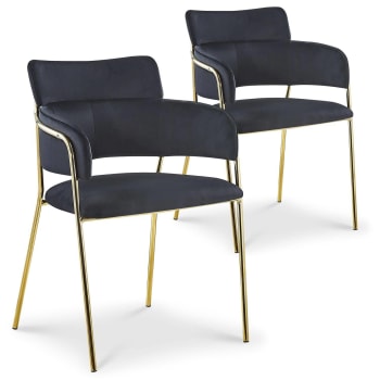 Ginko - Lot de 2 chaises / fauteuils velours noir