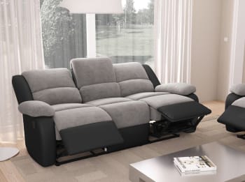 Canapé cuir têtières relevables Ben - 3 places - Blanc | Leroy Merlin