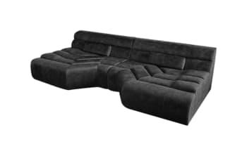 TARA - Big Sofa aus Samt mit Kissen, anthrazit