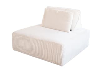 WIOLO SOFT - Sitzelement für modulares Sofa mit Kissen aus Cord, cremeweiß