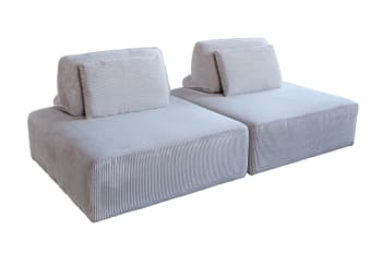WIOLO SOFT - Modulares 2-Sitzer Sofa mit Kissen aus Cord, hellgrau