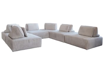 WIOLO SOFT - Modulares 6-Sitzer Sofa mit Kissen aus Cord, hellgrau