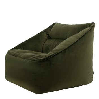 Natalia - Pouf fauteuil velours vert olive