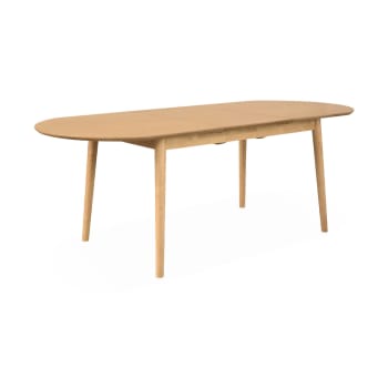 Lisa - Ausziehbarer ovaler Esstisch für 6 bis 8 Personen, 160-210cm, Natur