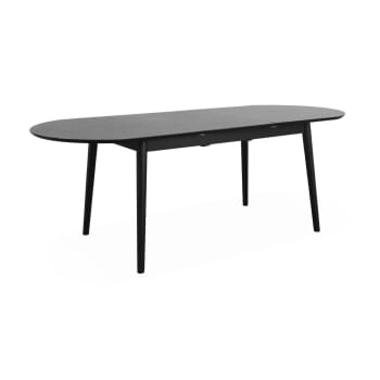Lisa - Ausziehbarer ovaler Esstisch für 6 bis 8 Personen, 160-210cm, Schwarz