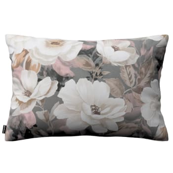 Gardenia - Geblümte Kissenhülle aus Baumwolle, grau und rosa, 60x40cm