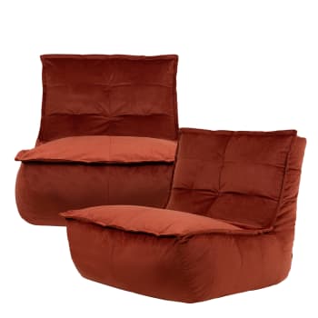 DOLCE - Pouf modulable sofa velours, 2 pièces, terracotta