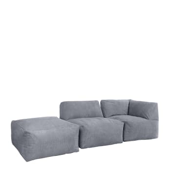 Tetra - Pouf modulable sofa velours côtelé (3 pcs) gris