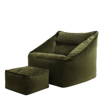 Fauteuil 1 place en peluche Teddy avec repose-pieds canapé simple Rotation  de 360degrés structure métallique
