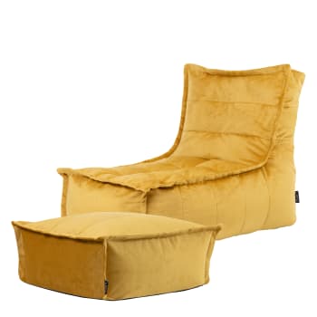 DOLCE - Sitzsack-Liege mit Fußhocker, Samt, Gelb