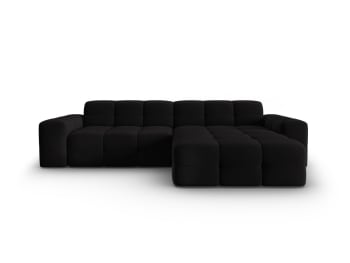 Kendal - Canapé d'angle droit 4 places en tissu velours noir