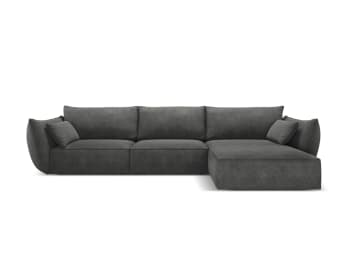Divano Angolare Destro Minimalista Tessuto Imbottito Cuscini Aggiuntivi 4 Posti Grigio Chiaro Lofoten 84592007