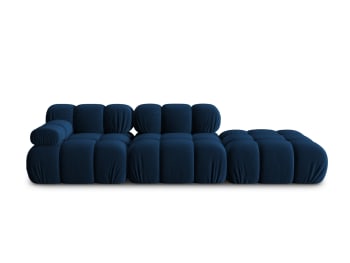 Bellis - Canapé modulable droit 4 places en tissu velours bleu roi