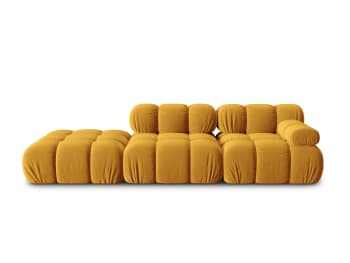 Bellis - Sofá modular izquierdo 4 plazas de terciopelo amarillo
