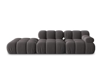 Bellis - 4-Sitzer modulares Sofa links aus Samt, dunkelgrau