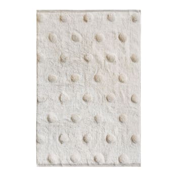Kids - Tapis 100% coton motifs gros pois en reliefs naturel 100x150