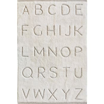 Kids - Tapis 100% coton motif alphabet cisaillé-relief naturel 100x150