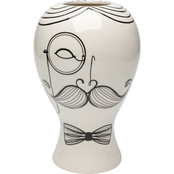 Favola - Vase gentleman en céramique noire et blanche H30